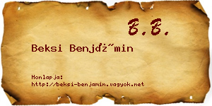 Beksi Benjámin névjegykártya